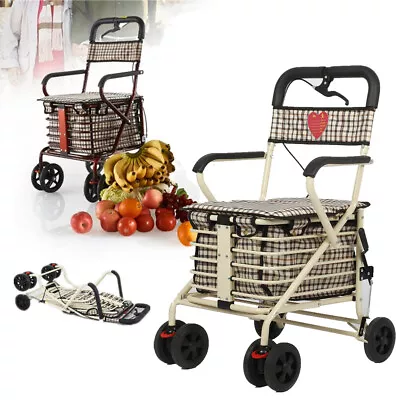 Shopping Trolley On Wheels Portable Folding Elderly Grocery Shopping Cart • $204.24