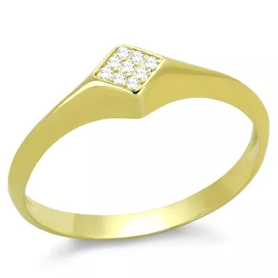 Minimalist Rhombus Shape Micro Pave CZ Gold Plated Engagement Bridal Ring Sz 5-9 • $57.60