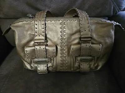 EUC Michael Kors Astor Leather Satchel Bag Metallic Gold Thick Stitch • $54.99