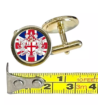 London COA On Union Jack Gold Plated Cufflinks In Gift Bag • £9.99