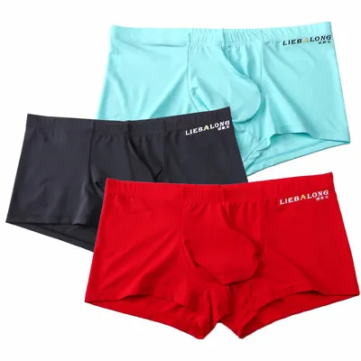 Men's Underwear Boxer Briefs Ice Silk Shorts Panties Bulge Pouch Underpants • $5.88