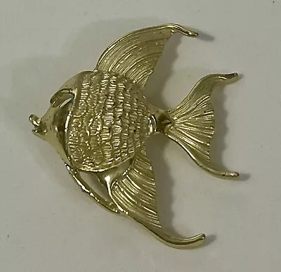 Vintage Costume Fish Brooch Angelfish Large Pin Bright Finish • $0.75
