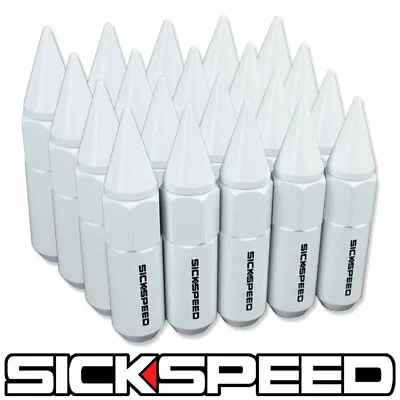 Sickspeed 20 Pc White Spiked Aluminum 60mm Lug Nuts For Wheels 12x1.5 N17 • $78.88