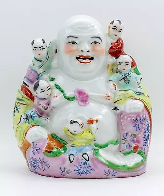 Chinese Laughing Budai Figure Porcelain Famille Rose Republic 20th C. • £10
