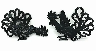 VTG Kitchen Metal Wall Decor Fighting Rooster Plaques MCM Mid Century Black • $21.99