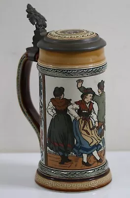 Rare METTLACH 1/2 Liter Stein # 1655 Schuhplattler / Tyrolean Dance - Must See!! • $209.25