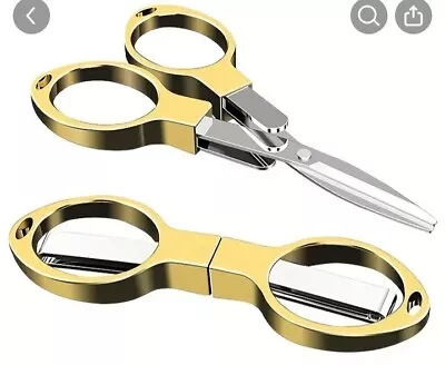 2 Golden  Retractable Folding Mini Scissors Stainless Steel Portable For Travel  • $7