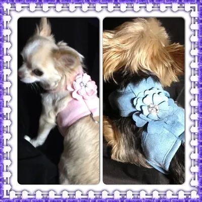 £5.99 • Buy SALE !! Toy Breed Dog Pink Or Blue  Bling Flower Pet Harness Was £9.99 - £5.99