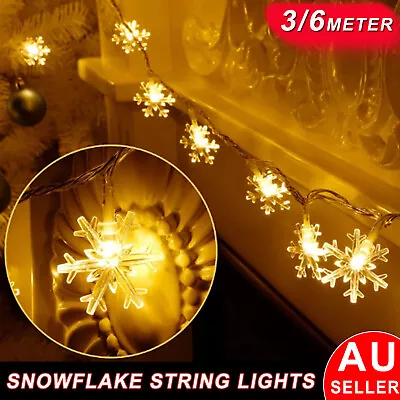 Snowflake Fairy String Light Battery Operated Outdoor Garden Xmas Decor Lamp AU • $13.99