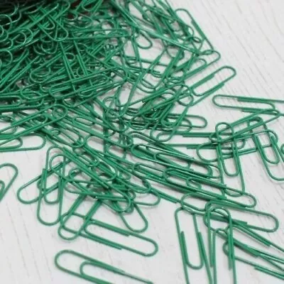 COLOURED PAPER CLIPS Green PROFESSIONAL QUALITY METAL FASTENER SHEETS ORGANISER • £1.59