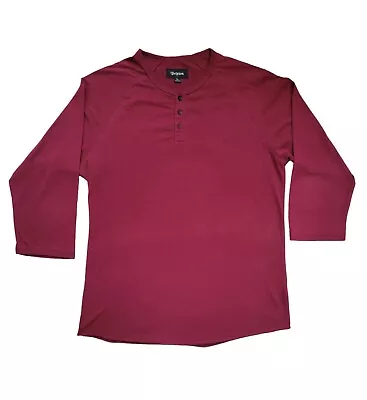 Brixton 3/4 Sleeve Henley Burgundy Shirt Sz L • $24