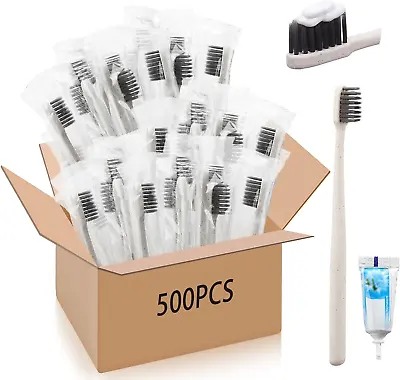 500 Sets Disposable Toothbrushes Bulk With Toothpaste Individually Wrapped Trave • $74.13