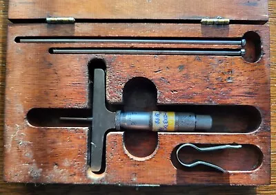 Vintage Lufkin Rule No. 513 Micrometer Depth Gage W/Wooden Box & Wrenches USA • $35