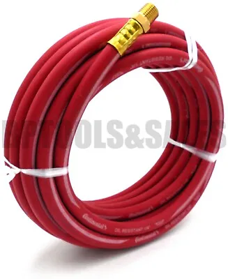 25ft X 1/4  ID Continental Red Rubber Hose Air Tool Compressor 1/4  NPT Made USA • $29.99