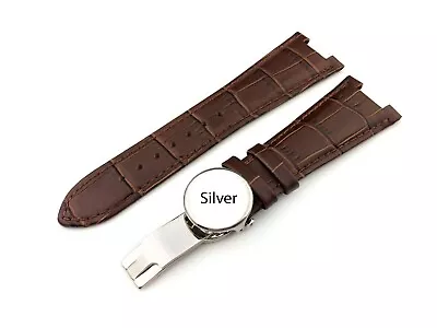 £19.50 • Buy 25mm Black/Brown/Navy Leather Croco Strap Fit Patek Philippe Nautilus Watches