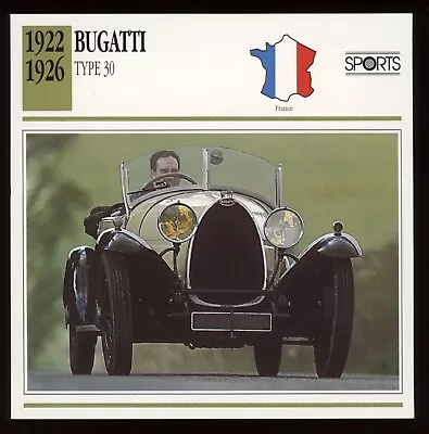 1922 - 1926  Bugatti  Type 30   Classic Cars Card • $4.95