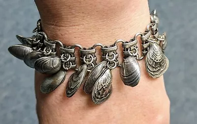 Vintage Silver Tone Napier Eugene Bertolli Sea Shells Charm Bracelet • $99