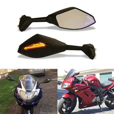 LED Integrated Turn Signal Mirrors For Suzuki GSXR 600 750 1000 Hayabusa SV650S • $39.99