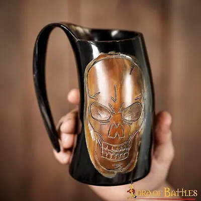 600 ML Viking Drinking Horn Tankard Beer Wine Ale Medieval Engraved Design Mug • $43.99