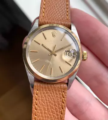 Rolex Oyster Perpetual Date Vintage  Taupe  YG & SS Ref 1500 Circa 1970 • $9850