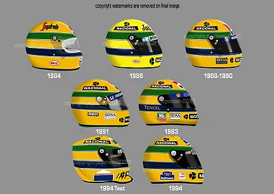 X2 Ayrton Senna F1 Helmet Stickers Vinyl 1984 -1994 McLaren Lotus - Scuderia GP • £5.49