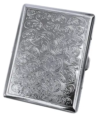 Retro Metal Cigarette Case Double Sided King & 100s Flower Pattern RFID • $10.99