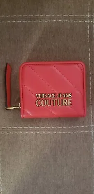 VERSACE JEANS COUTURE Scarlet Quilted Zip-Around Small Wallet NWT • $100