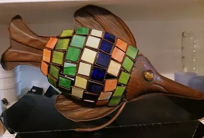  Art Metal Glass Mosaic Tile Fish Sculpture Large Coastal Tabletop Sculpture • $24.99