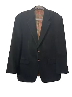 Ralph Lauren Corduroy Sports Coat Men's Size 42 Reg Dark Blue Outer Paisley Ins. • $40