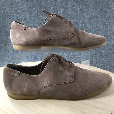 ZARA Shoes Mens 45 Plain Toe Oxford Brown Suede Leather Lace Up Round Toe Casual • $18.69