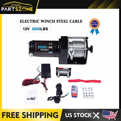 3000LBS 12V Electric Winch ATV UTV Steel Cable Towing Truck Off Road 3000lb New • $79.99