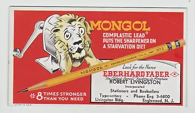 Vintage Advertising Ink Blotter Mongol Eberhard Faber Pencil Pencils Lion • $15