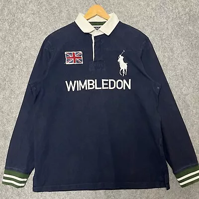 Polo Ralph Lauren Rugby Top Wimbledon Long Sleeve Men's XL Custom Cotton Tennis • $85.09