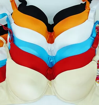 6 BRAS Plain DEMI CUP 32A 34A 36A34C42DDD34F 36F38F 40F 42F 44F 46F • $21.22