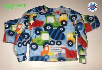 ZooFleece Blue Monster Trucks Boys Kids Pajama PJ Fleece Sweatsuit Nightgown PJs • $29.71
