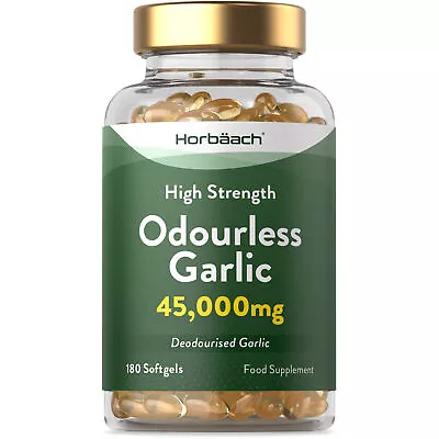 Odourless Garlic Capsules 45000mg | 180 Count | High Strength | By Horbaach • £10.99