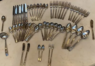 63 Pc Vintage PRESTIGE Silverplate Grenoble FLATWARE/SERVING SET • $70