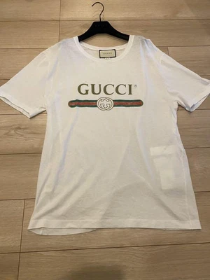 $831.93 • Buy GUCCI Men 100% Cotton GG Sherry Line Short Sleeve T-shirt L White Authentic Used