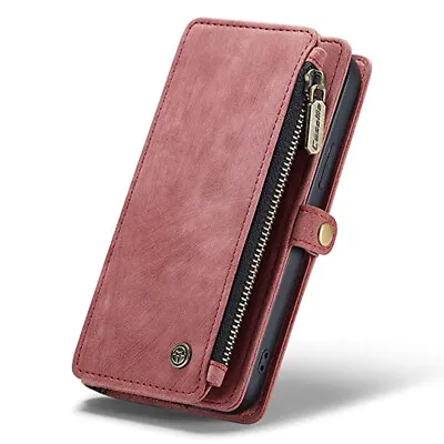 IPhone 12 Faux Leather Magnetic Flip W/Strap Wristlet Zipper Card Holder Wallet • £25.99