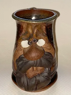 Vintage Ugly Funny Face Mug Cup Mahon Stoneware Pottery Mustache Beard SIGNED • $26.99