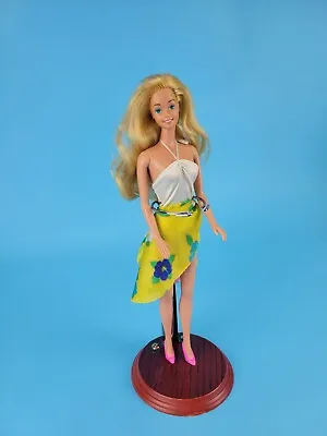 Mattel Vintage 1983 Sun Beach Hawaiian Barbie Doll Blonde + Swim Suit Wrap VG • $14.19