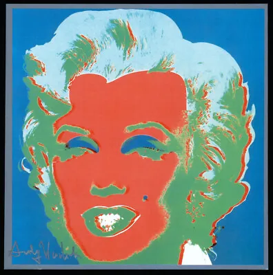 Andy Warhol “Marilyn Monroe” Blue-Red-Green (Back-Face-Hair). Hand Signed. COA. • $599