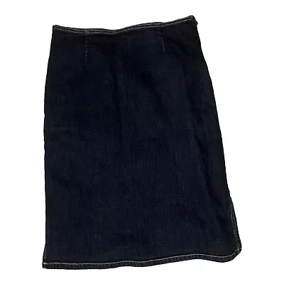 Vitamina Blue Denim Soft Stretch Jean Midi Skirt With Side Slit Size Medium • $10.99