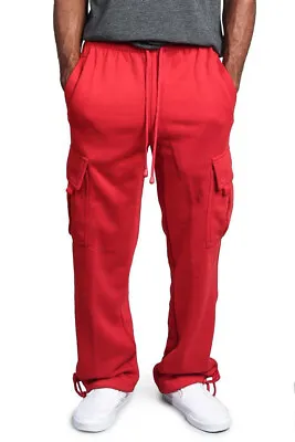 Men's Jogger Heavy Weight Fleece Cargo Pocket Sweat Pants Straight-fit Trousers • $19.69