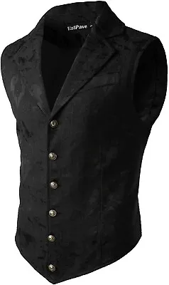 VATPAVE Mens L Victorian Suit Vest Steampunk Gothic Waistcoat Black • $52.49