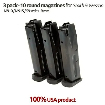 3 Magazines For S&W 9MM 5959005906915 Marlin Camp 9 10 Rounds Blue Steel • $45