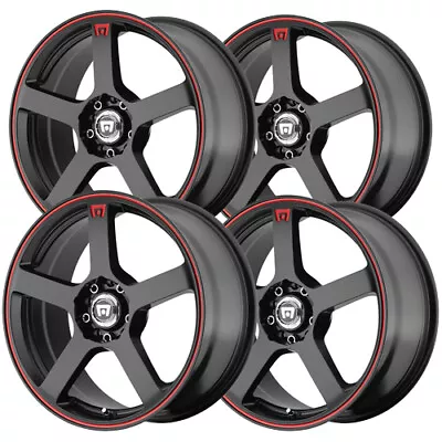 (Set-4) Motegi MR116 FS5 15x6.5 4x100/4x108 +40mm Black/Red Wheels Rims 15  Inch • $523.96