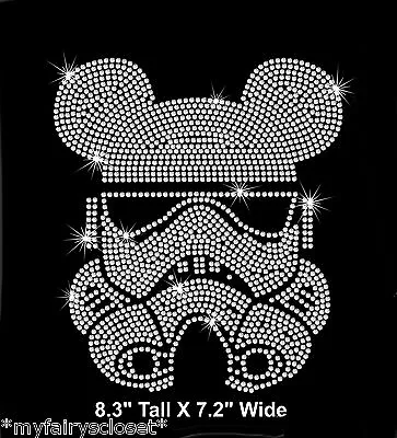 8.3  Star Wars Stormtrooper Mickey Mouse Iron On Rhinestone Transfer Applique • $13.75