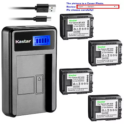Kastar Battery LCD Charger For Canon BP-808 & Canon FS400 Canon HF G10 HF G20 • $23.49
