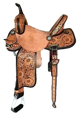 Western Horse Leather Saddle Horse Barrel Racing Saddle 10'' To 19'' In Seat • $399